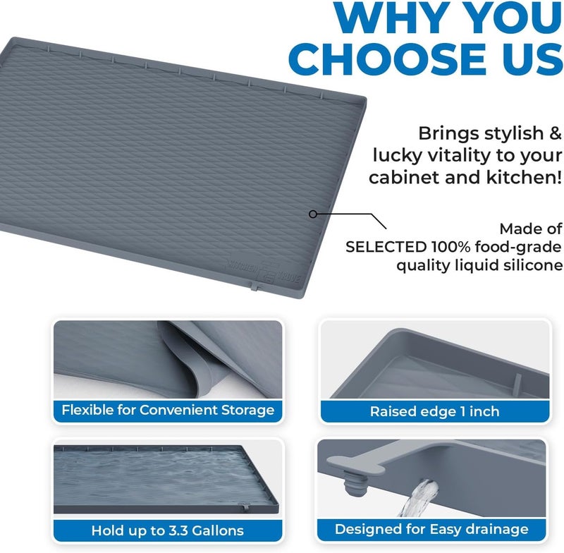 Kitchen Trove Premium Quality Under Sink Mat for Kitchen Waterproof 34" x 22" Cabinet Liner Silicone Under Sink Tray for Kitchen & Bathroom - Also Designed for Pet Food Mat, Cat Litter Mat, Dog Bowl Tray - Image 5